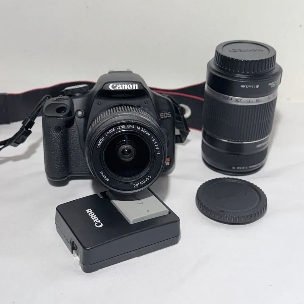 Canon Rebel T1i EOS Camera w/ EFS 18-55mm & 55-250mm Lenses + Carrying Bag